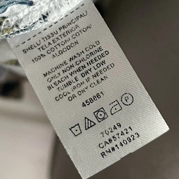 Loft • White Blue Yellow Off The Shoulder Cotton Blouse - Picture 4 of 5